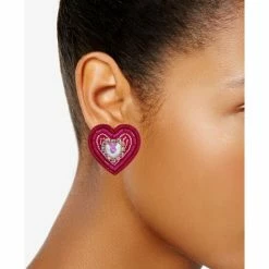 Best deal 😀 INC International Concepts Fuchsia-Coated Rose Gold-Tone Crystal & Bead Heart Statement Stud Earrings, Created For Macy's Multi 🎉 -International Concepts Sales unnamed file 2234