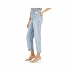 Deals ✨ INC International Concepts 👩 Women's High Rise Studded Cropped Mom 👖 Jeans, Created For Macy's Light Indigo 😀 -International Concepts Sales unnamed file 2252
