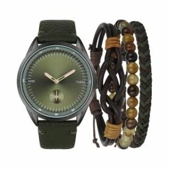 Coupon 🌟 INC International Concepts Men's Green Strap ⌚ Watch 43mm Gift Set, Created For Macy's 😀
