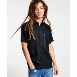 Outlet 🧨 INC International Concepts I.N.C. International Concepts® Men's Regular-Fit Zip-Pocket 👕 Shirt, Created For Macy's Bright White 🌟