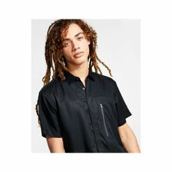 Outlet 🧨 INC International Concepts I.N.C. International Concepts® Men's Regular-Fit Zip-Pocket 👕 Shirt, Created For Macy's Bright White 🌟 -International Concepts Sales unnamed file 2278