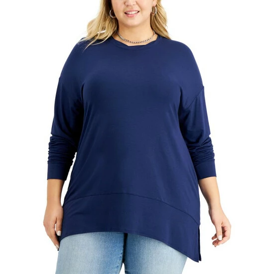 Wholesale ๐ INC International Concepts Plus Size Side-Slit Tunic, Created For Macy's Indigo Sea โ 3 Wholesale ๐ INC International Concepts Plus Size Side-Slit Tunic, Created For Macy's Indigo Sea โ
