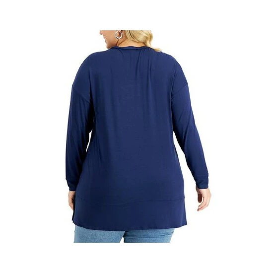 Wholesale ๐ INC International Concepts Plus Size Side-Slit Tunic, Created For Macy's Indigo Sea โ 4 Wholesale ๐ INC International Concepts Plus Size Side-Slit Tunic, Created For Macy's Indigo Sea โ - Image 2