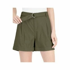Outlet 🤩 INC International Concepts 👩 Women's High Rise Belted Shorts, Created For Macy's Burnt Olive 💯 -International Concepts Sales unnamed file 2324