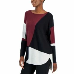 Hot Sale 🌟 INC International Concepts Petite Colorblocked 👚 Shirttail Sweater, Created For Macy's Ginger Colorblock ⌛ -International Concepts Sales unnamed file 2337