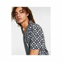 Hot Sale 🥰 INC International Concepts I.N.C. International Concepts® Men's Regular-Fit Geo-Print Camp 👕 Shirt, Created For Macy's Deep Black 🔥 -International Concepts Sales unnamed file 2346