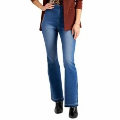 Deals ✔️ INC International Concepts 👩 Women's High Rise Pull-On Flare 👖 Jeans, Created For Macy's Deep Black 🔔