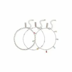 Cheapest ❤️ INC International Concepts Silver-Tone 3-Pc. Set Multicolor Shaky Crystal Ankle Bracelets, Created For Macy's ✔️ -International Concepts Sales unnamed file 2405