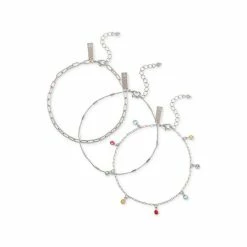 Cheapest ❤️ INC International Concepts Silver-Tone 3-Pc. Set Multicolor Shaky Crystal Ankle Bracelets, Created For Macy's ✔️ -International Concepts Sales unnamed file 2406