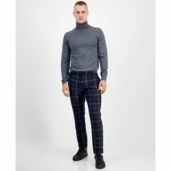 New 🛒 INC International Concepts Men's Slim-Fit Shadow Plaid Suit Pants, Created For Macy's Navy Combo 🔔