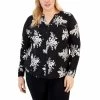 Best Pirce 🔔 INC International Concepts Plus Size Floral-Print Zip-Pocket Top, Created For Macy's Johanna Bouquet 👍