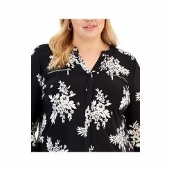 Best Pirce 🔔 INC International Concepts Plus Size Floral-Print Zip-Pocket Top, Created For Macy's Johanna Bouquet 👍 -International Concepts Sales unnamed file 2444