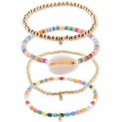 Promo 🎁 INC International Concepts Gold-Tone 3-Pc. Set Crystal & Shell Charm Beaded Stretch Bracelets, Created For Macy's Multi ✨