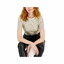 Cheapest ❤️ INC International Concepts 👩 Women's Sequin T-Shirt, Created For Macy's Champagne 😉 -International Concepts Sales unnamed file 2570
