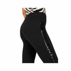 Discount 😍 INC International Concepts 👩 Women's Sequin-Trim Pull-On Ponte Pants, Created For Macy's Deep Black 🥰 -International Concepts Sales unnamed file 2575