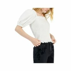 Best deal 👏 INC International Concepts 👩 Women's Puff-Sleeve Smocked Top, Created For Macy's Blue Marine ❤️ -International Concepts Sales unnamed file 2593