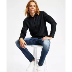 Cheapest 🔔 INC International Concepts Men's Classic-Fit Long Sleeve Zip-Pocket 👕 Shirt, Created For Macy's Deep Black 😍 -International Concepts Sales unnamed file 261