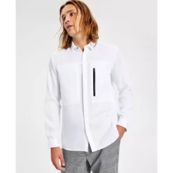 Cheapest 🔔 INC International Concepts Men's Classic-Fit Long Sleeve Zip-Pocket 👕 Shirt, Created For Macy's Deep Black 😍 -International Concepts Sales unnamed file 262