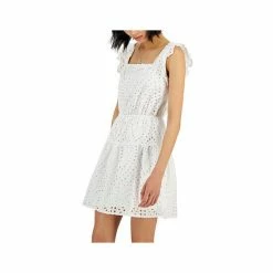 Hot Sale 🎉 INC International Concepts 👩 Women's Eyelet 👗 Dress, Created For Macy's Bright White 🌟 -International Concepts Sales unnamed file 2683
