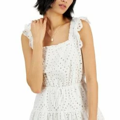Hot Sale 🎉 INC International Concepts 👩 Women's Eyelet 👗 Dress, Created For Macy's Bright White 🌟 -International Concepts Sales unnamed file 2684