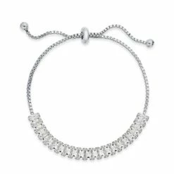 Promo π€© INC International Concepts Baguette-Crystal Slider Bracelet, Created For Macy's Silver β¨