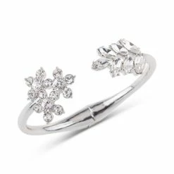 Flash Sale 👍 INC International Concepts Silver-Tone Crystal Flower Cuff Bracelet, Created For Macy's 😍