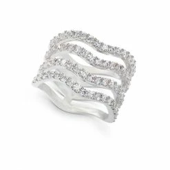Coupon 🔔 INC International Concepts Silver-Tone Crystal Wavy Multi-Row Ring, Created For Macy's 🥰
