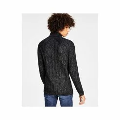Promo 🛒 INC International Concepts Men's Classic-Fit Metallic Cable-Knit Turtleneck Sweater, Created For Macy's Deep Black 😀 -International Concepts Sales unnamed file 2755