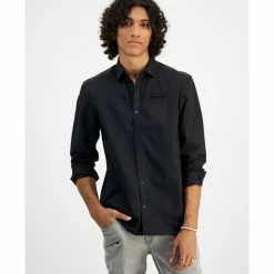 Brand new 🌟 INC International Concepts I.N.C. International Concepts® Men's Regular-Fit 👕 Shirt With Faux-Leather Trim, Created For Macy's Bright White ✨