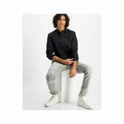 Brand new 🌟 INC International Concepts I.N.C. International Concepts® Men's Regular-Fit 👕 Shirt With Faux-Leather Trim, Created For Macy's Bright White ✨ -International Concepts Sales unnamed file 2840