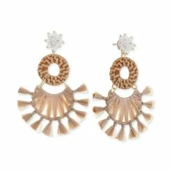 Best reviews of ✨ INC International Concepts Gold-Tone Imitation Pearl & Raffia-Wrapped Statement Earrings, Created For Macy's Brown 😍
