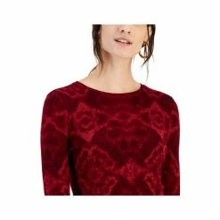 Flash Sale 😀 INC International Concepts 👩 Women's Printed Ribbed Crewneck Top, Created For Macy's Dia Dye D 👏 -International Concepts Sales unnamed file 2955