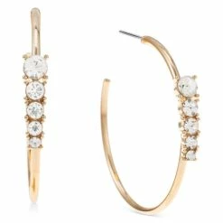 Best Pirce ๐ INC International Concepts Gold-Tone Graduated Crystal C-Hoop Earrings, Created For Macy's โค๏ธ