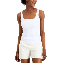 Best deal 🎉 INC International Concepts 👩 Women's Square Neck Rib Tank, Created For Macy's Deep Black 👍 -International Concepts Sales unnamed file 298