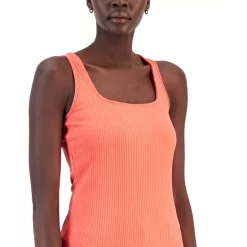 Best deal 🎉 INC International Concepts 👩 Women's Square Neck Rib Tank, Created For Macy's Deep Black 👍 -International Concepts Sales unnamed file 300