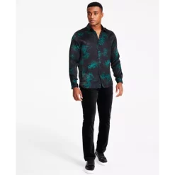 Flash Sale 😉 INC International Concepts Men's Harold Regular-Fit Abstract-Print 👚 Shirt, Created For Macy's Deep Black 💯 -International Concepts Sales unnamed file 301