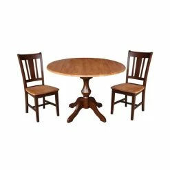 Best Pirce ❤️ International Concepts International Concept 42 Round Top Pedestal Table With 2 Chairs Brown ✔️