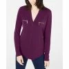 Outlet 🤩 INC International Concepts 👩 Women's Zip-Pocket Blouse, Created For Macy's Perfect Plum 🔥 -International Concepts Sales unnamed file 3043