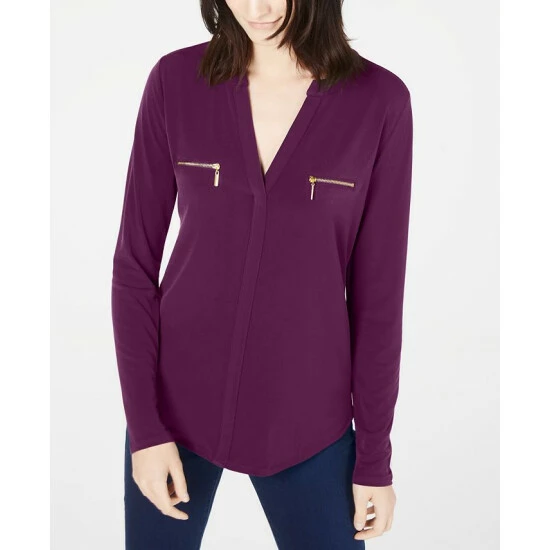 Outlet π€© INC International Concepts π© Women's Zip-Pocket Blouse, Created For Macy's Perfect Plum π₯ 3 Outlet π€© INC International Concepts π© Women's Zip-Pocket Blouse, Created For Macy's Perfect Plum π₯