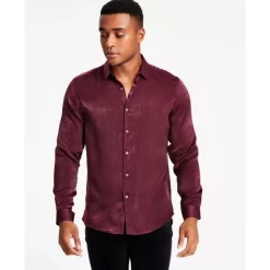 Deals ⭐ INC International Concepts Men's Regular-Fit Satin 👚 Shirt, Created For Macy's Deep Black ✨ -International Concepts Sales unnamed file 306