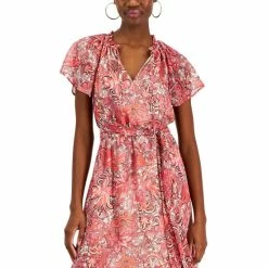 Buy ✨ INC International Concepts 👩 Women's Paisley Flutter-Sleeve Midi 👗 Dress, Created For Macy's Bright Cherry Combo 🧨 -International Concepts Sales unnamed file 3122