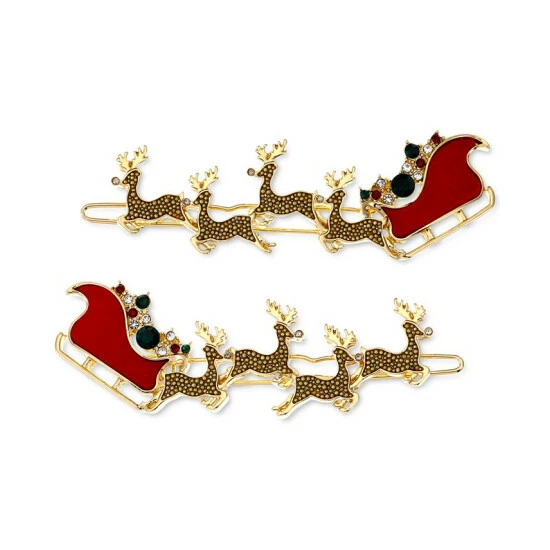 Promo ๐ INC International Concepts 2-Pc. Gold-Tone Multicolor Crystal Reindeer & Sleigh Hair Barrette Set, Created For Macy's Red ๐คฉ 3 Promo ๐ INC International Concepts 2-Pc. Gold-Tone Multicolor Crystal Reindeer & Sleigh Hair Barrette Set, Created For Macy's Red ๐คฉ