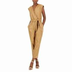 Best reviews of ✨ INC International Concepts 👩 Women's Faux-Leather Jumpsuit, Created For Macy's Salty Nut ⭐
