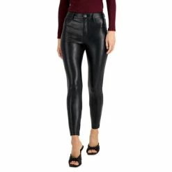 Coupon ✨ INC International Concepts Petite Faux-Leather Skinny Pants, Created For Macy's Deep Black 🔥