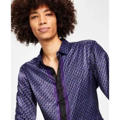 Coupon 🤩 INC International Concepts Men's Ben Classic-Fit Geo-Print Button-Down 👕 Shirt, Created For Macy's Deep Purple ⌛ -International Concepts Sales unnamed file 326