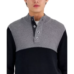 Buy 🔔 INC International Concepts Men's Colorblocked Mock Neck Sweater Created For Macy's Heather Grey 👍 -International Concepts Sales unnamed file 332