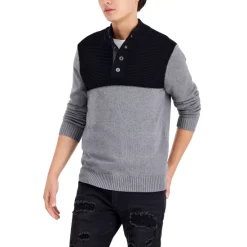 Buy 🔔 INC International Concepts Men's Colorblocked Mock Neck Sweater Created For Macy's Heather Grey 👍 -International Concepts Sales unnamed file 333