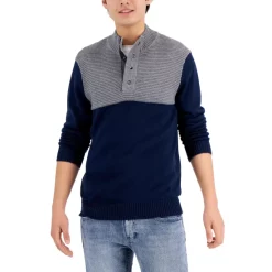 Buy 🔔 INC International Concepts Men's Colorblocked Mock Neck Sweater Created For Macy's Heather Grey 👍 -International Concepts Sales unnamed file 334
