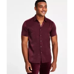 Outlet ✔️ INC International Concepts Men's Regular-Fit Satin 👚 Shirt, Created For Macy's Deep Black ✨ -International Concepts Sales unnamed file 386