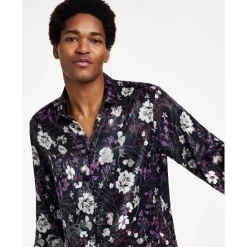 Outlet 🔔 INC International Concepts Men's Gav Bot Classic-Fit Long Sleeve Floral Print Camp 👕 Shirt, Created For Macy's Deep Black 💯 -International Concepts Sales unnamed file 398